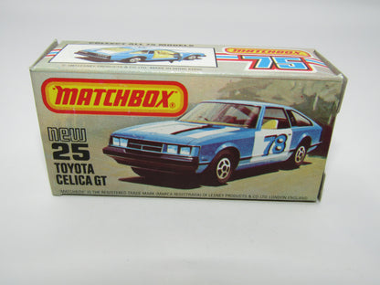 Matchbox Superfast No 25D Toyota Celica GT Blue Interior Black Pillar USA Picture Box