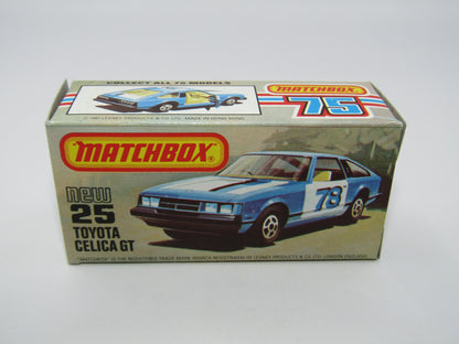 Matchbox Superfast No 25D Toyota Celica GT WHITE Interior & MC Wheels USA Picture Box