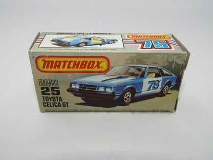 Matchbox Superfast No 25D Toyota Celica GT WHITE Interior & 5 Spoke Wheels USA Picture Box