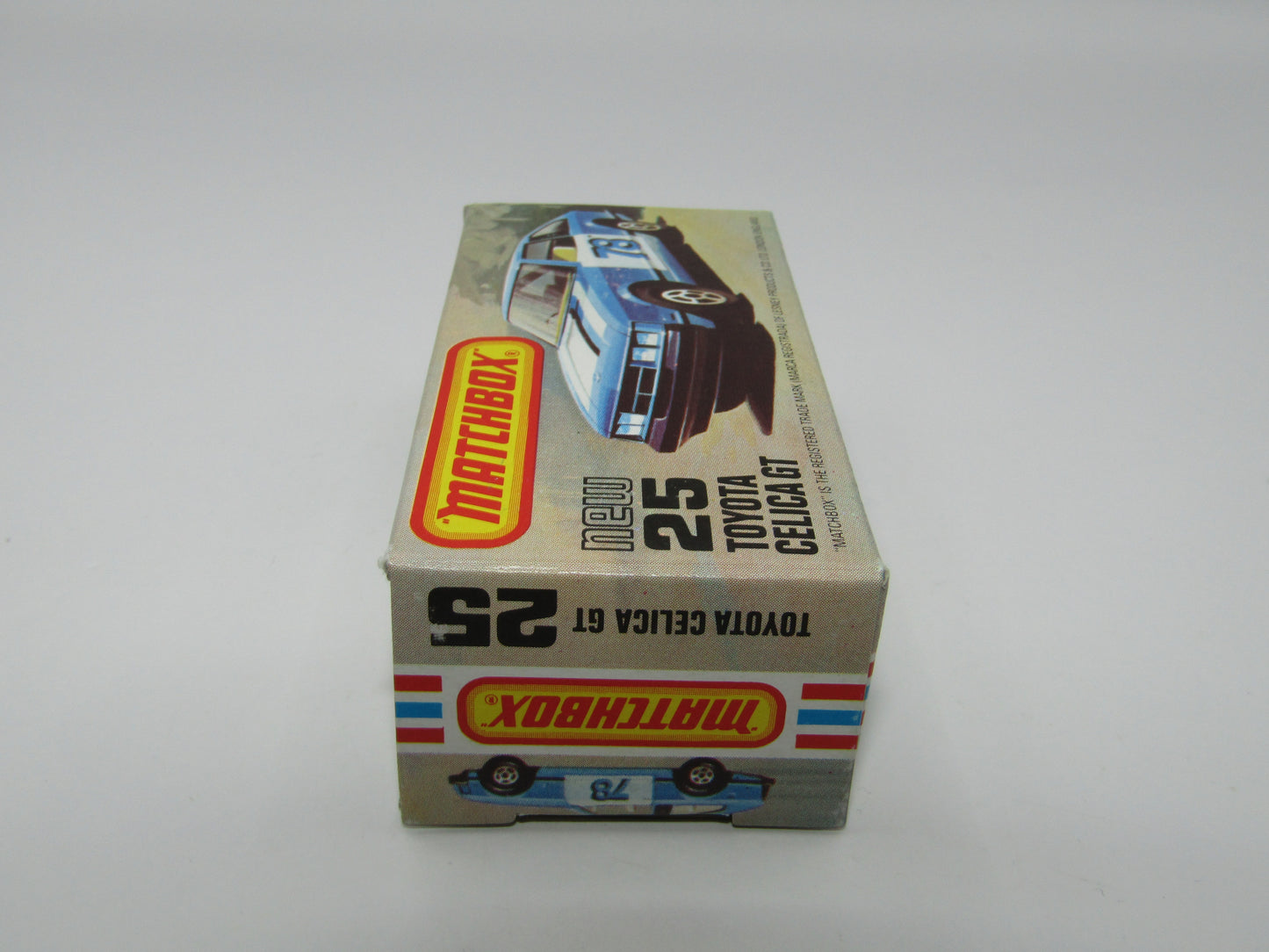 Matchbox Superfast No 25D Toyota Celica GT WHITE Interior & 5 Spoke Wheels USA Picture Box