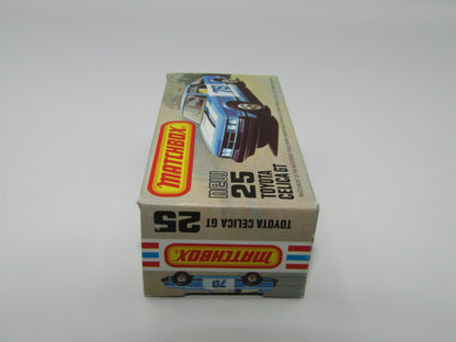 Matchbox Superfast No 25D Toyota Celica GT WHITE Interior & 5 Spoke Wheels USA Picture Box
