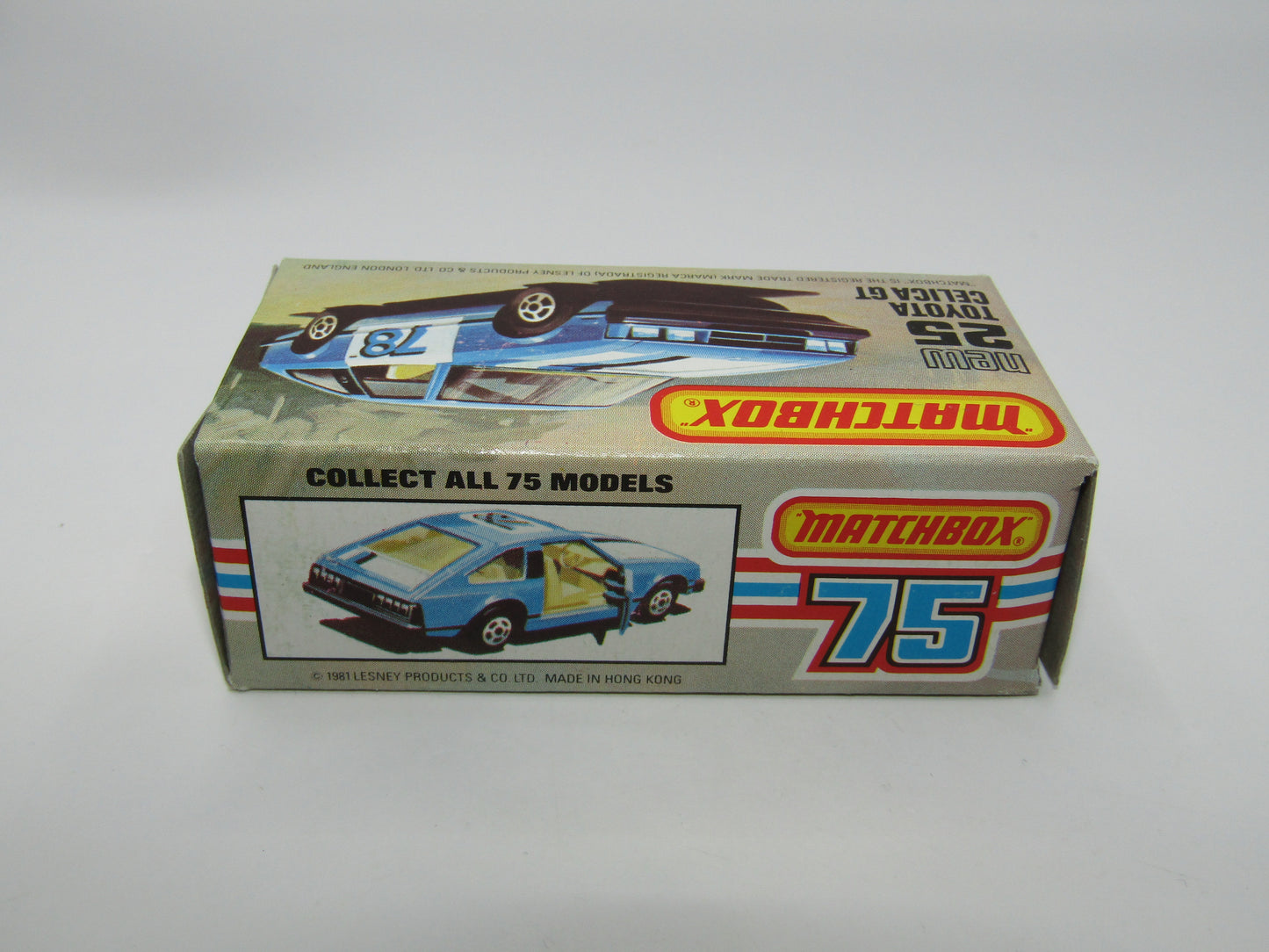 Matchbox Superfast No 25D Toyota Celica GT WHITE Interior & 5 Spoke Wheels USA Picture Box