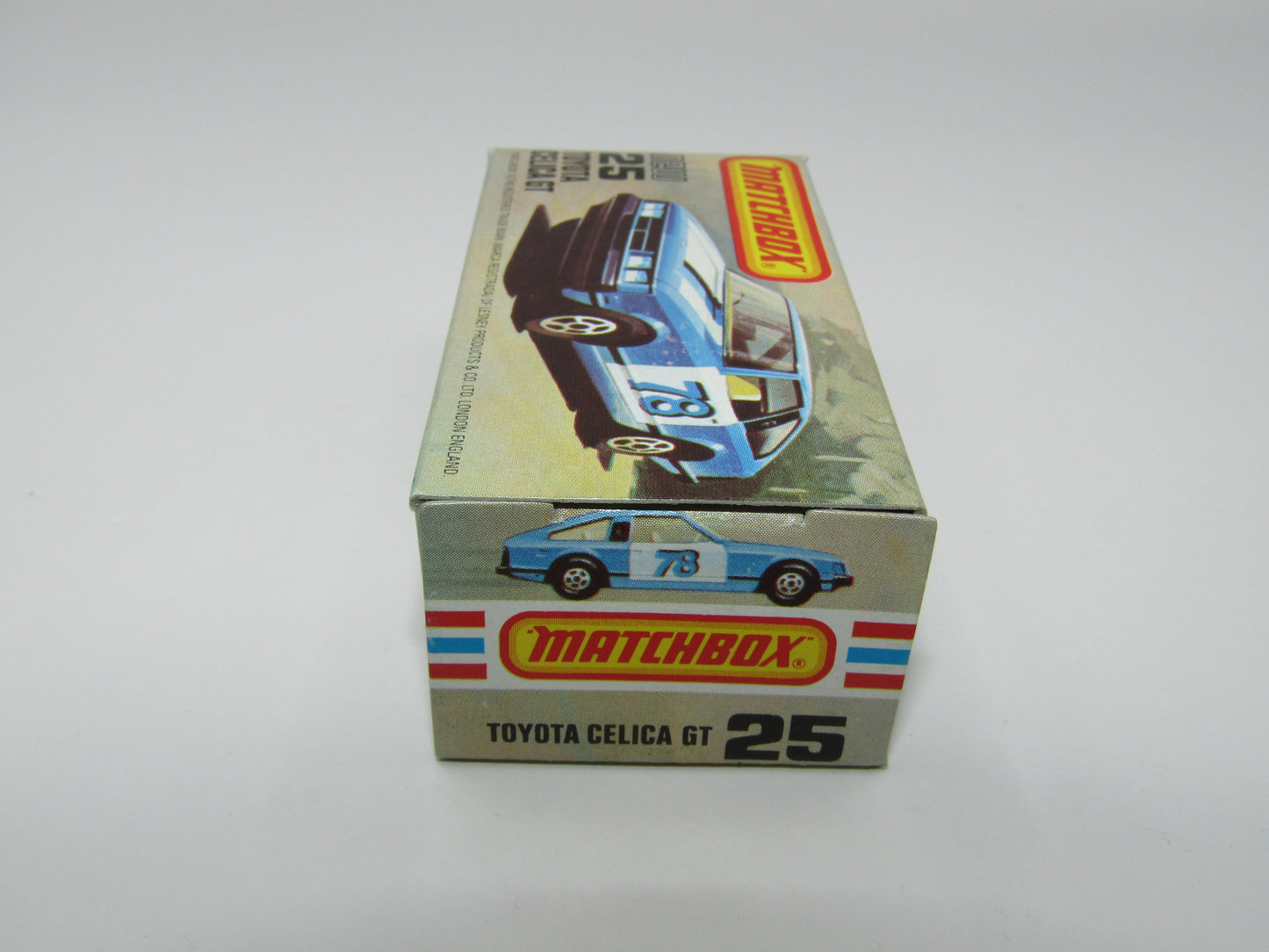 Matchbox Superfast No 25D Toyota Celica GT WHITE Interior & 5 Spoke Wheels USA Picture Box