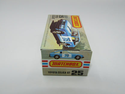 Matchbox Superfast No 25D Toyota Celica GT WHITE Interior & 5 Spoke Wheels USA Picture Box