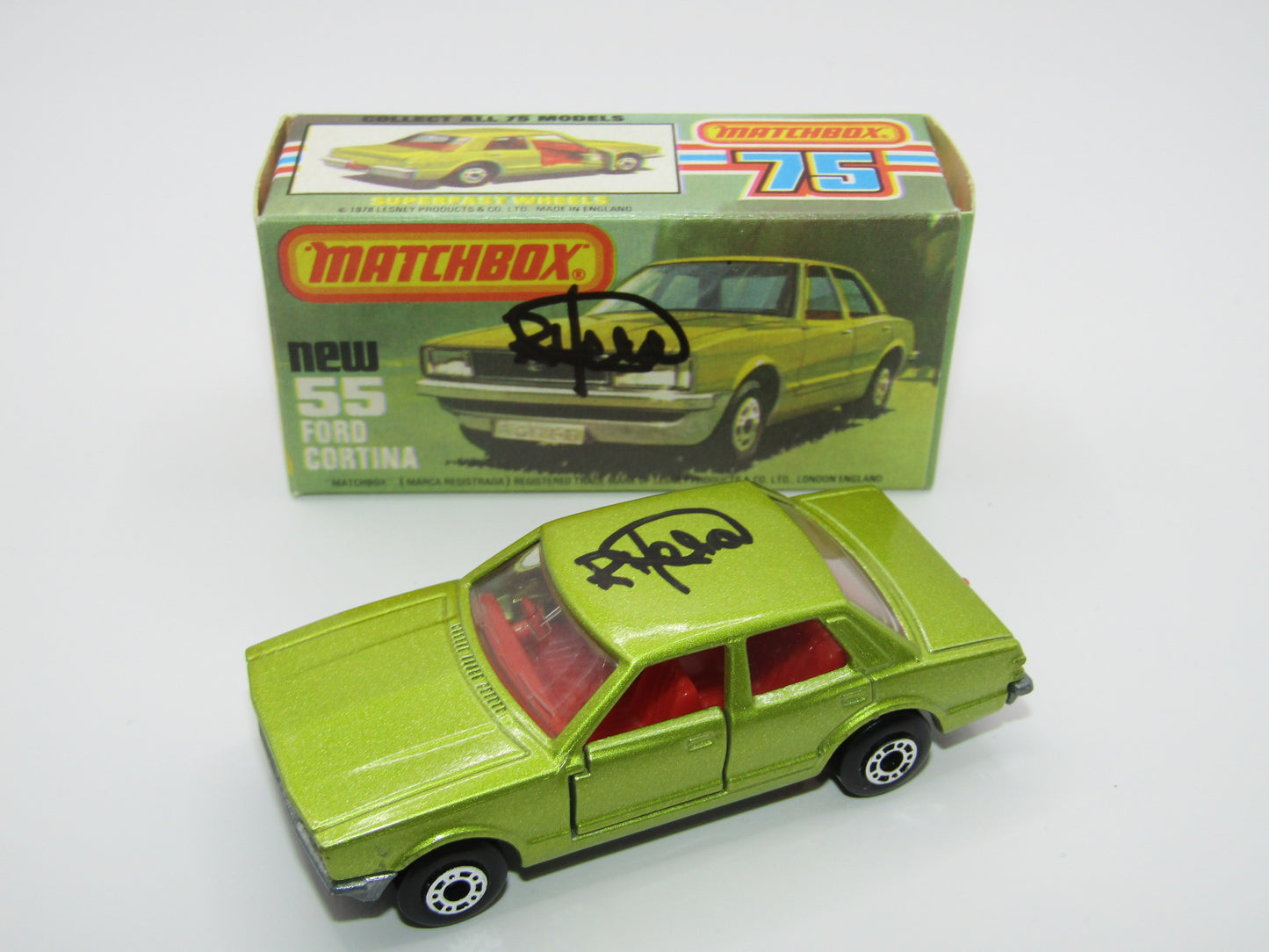 Matchbox Superfast 55D Ford Cortina Signed by Lesney Designer RSJH