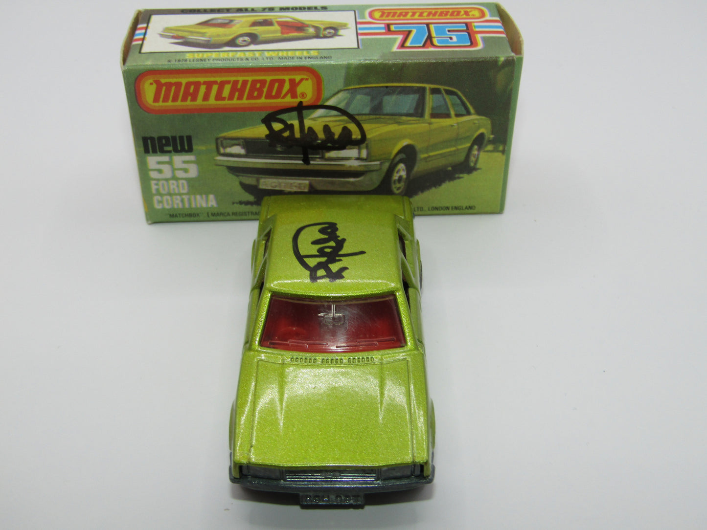 Matchbox Superfast 55D Ford Cortina Signed by Lesney Designer RSJH