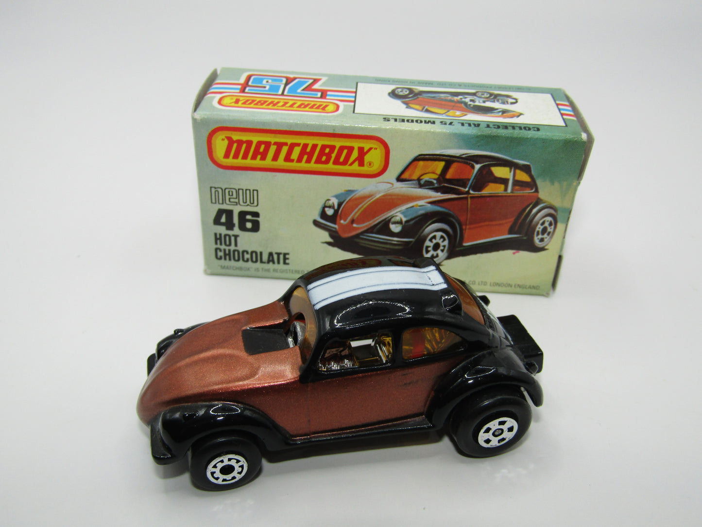 Matchbox Superfast No 46D Hot Chocolate LIGHT Metallic Brown USA Picture Box