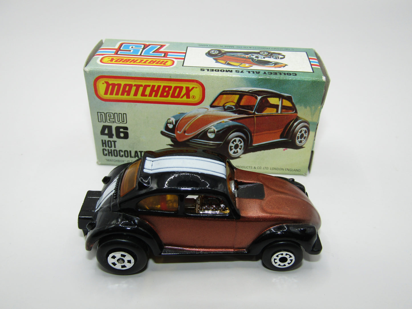 Matchbox Superfast No 46D Hot Chocolate LIGHT Metallic Brown USA Picture Box