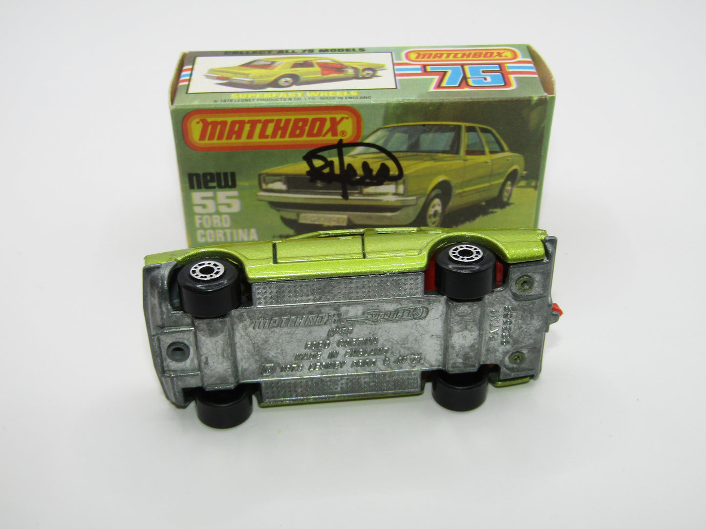 Matchbox Superfast 55D Ford Cortina Signed by Lesney Designer RSJH