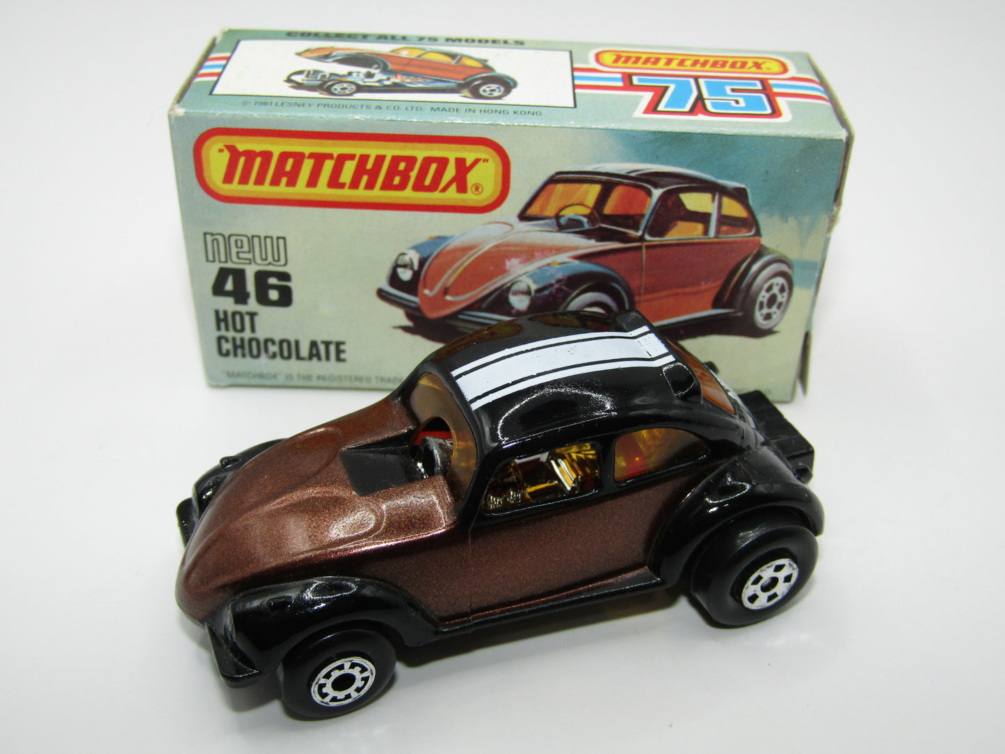 Matchbox Superfast No 46D Hot Chocolate Dark Metallic Brown USA Picture Box