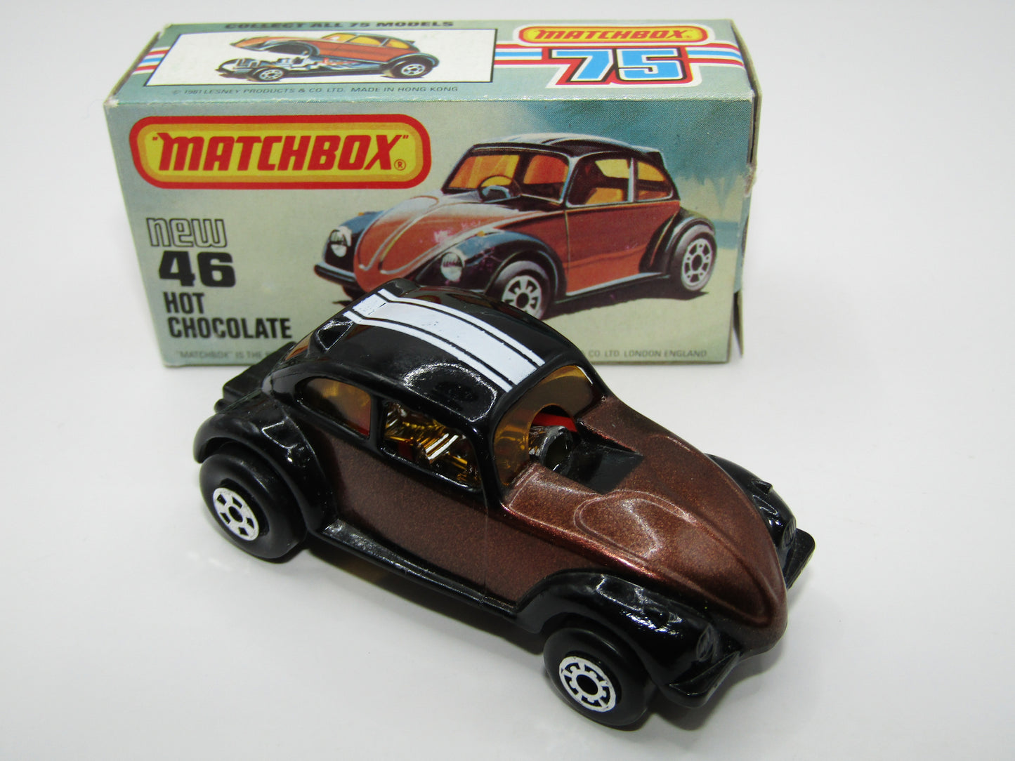 Matchbox Superfast No 46D Hot Chocolate Dark Metallic Brown USA Picture Box