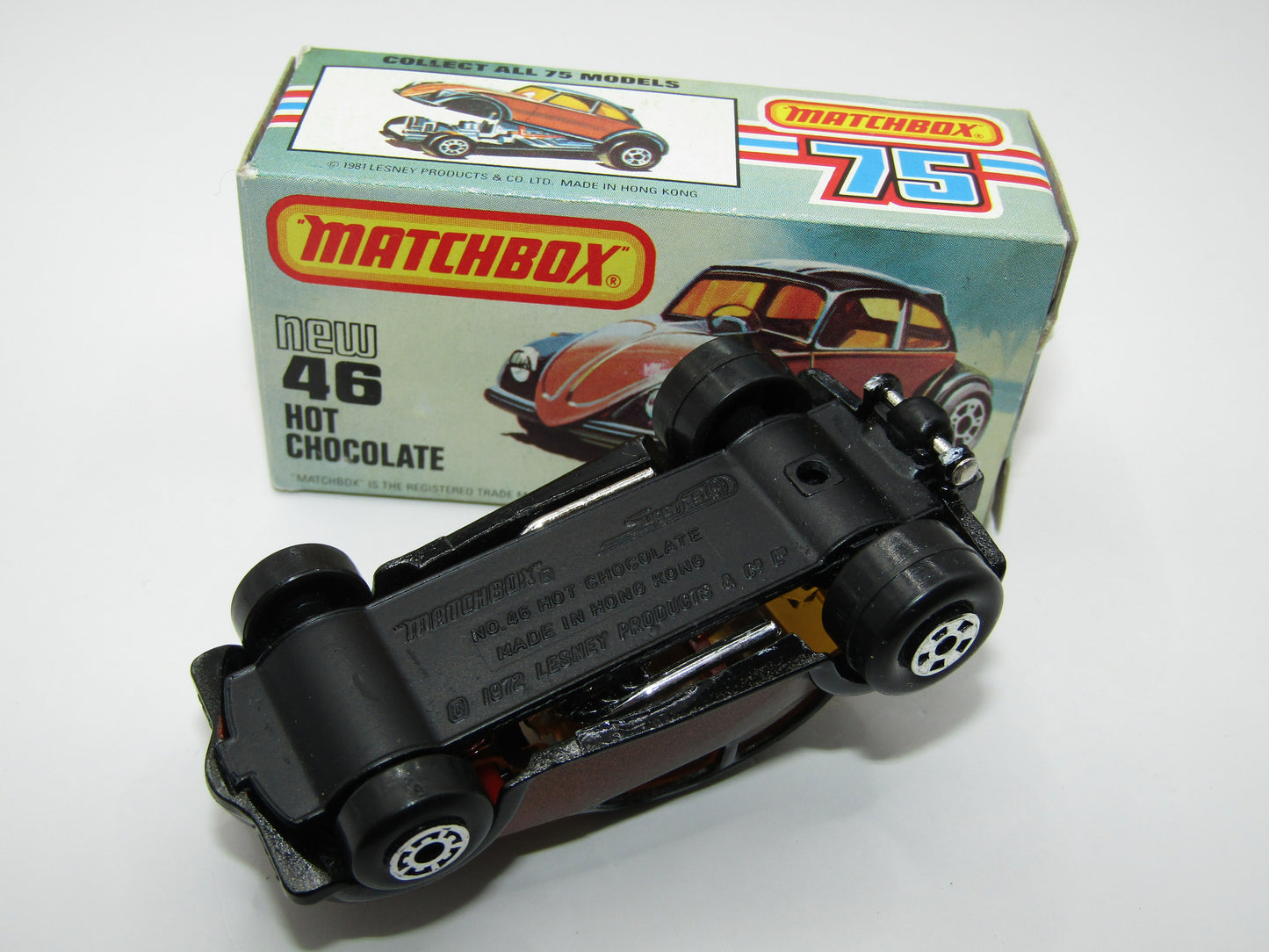 Matchbox Superfast No 46D Hot Chocolate Dark Metallic Brown USA Picture Box