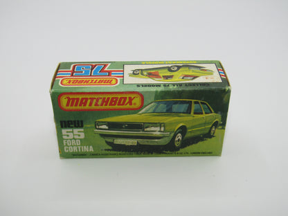 Matchbox Superfast 55D Ford Cortina Red DARK TAN Interior Black Stripe