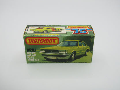 Matchbox Superfast 55D Ford Cortina Red DARK TAN Interior Black Stripe
