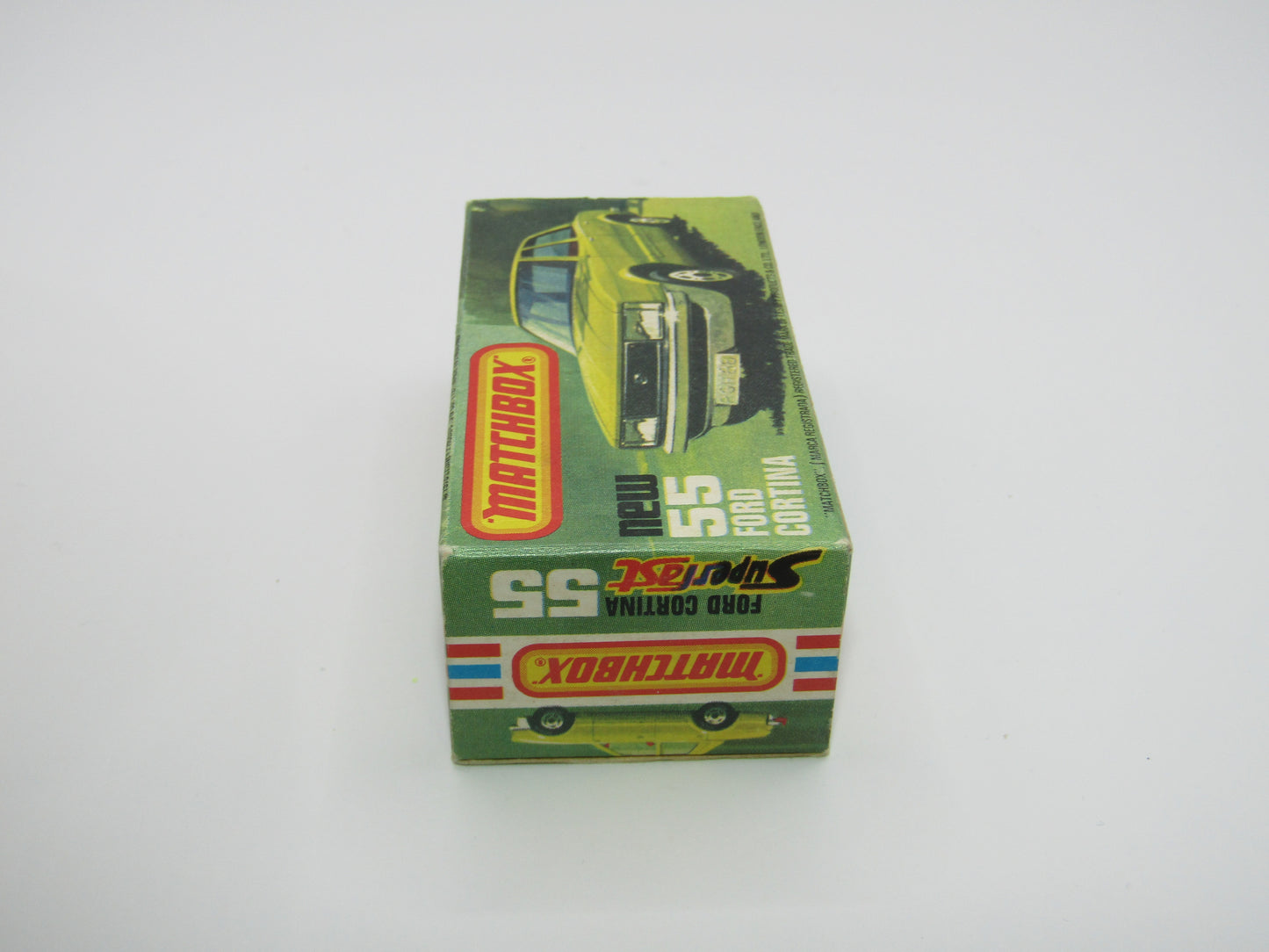 Matchbox Superfast 55D Ford Cortina Red DARK TAN Interior Black Stripe
