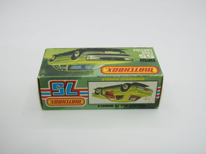 Matchbox Superfast 55D Ford Cortina Red DARK TAN Interior Black Stripe