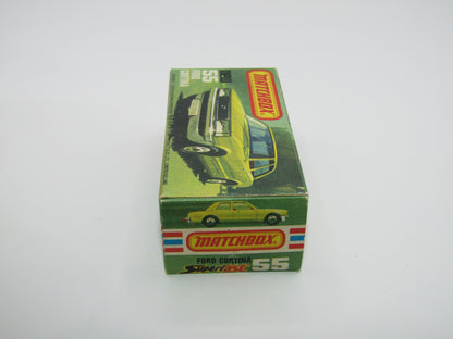 Matchbox Superfast 55D Ford Cortina Red DARK TAN Interior Black Stripe