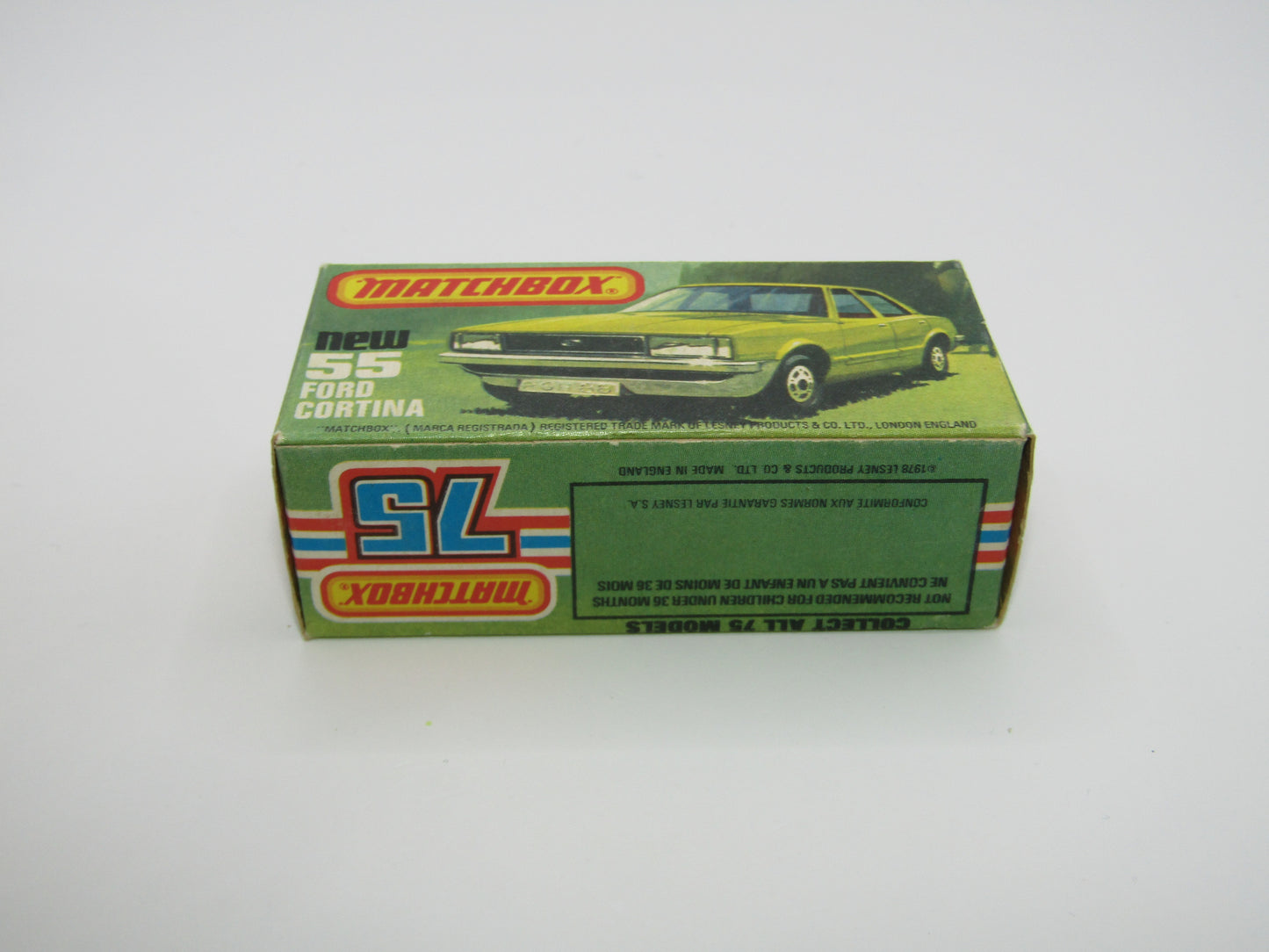 Matchbox Superfast 55D Ford Cortina Red DARK TAN Interior Black Stripe