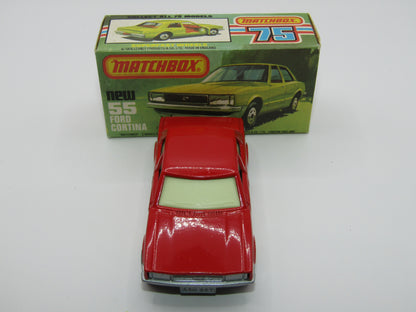 Matchbox Superfast 55D Ford Cortina Red GLOW Windows Silver Base