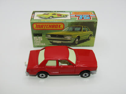 Matchbox Superfast 55D Ford Cortina Red GLOW Windows Silver Base