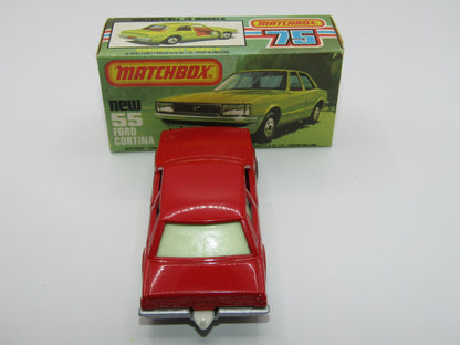 Matchbox Superfast 55D Ford Cortina Red GLOW Windows Silver Base