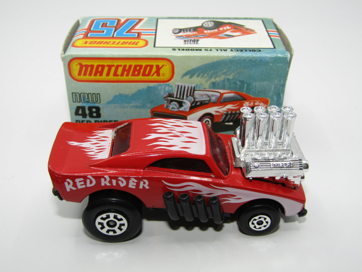 Matchbox Superfast No 48D Red Rider ENGLAND Base USA Picture Box