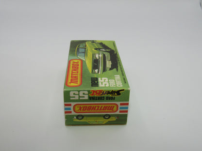 Matchbox Superfast 55D Ford Cortina Red GLOW Windows Silver Base