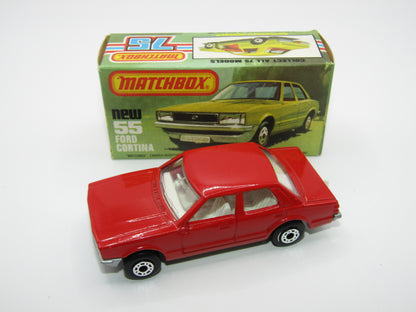 Matchbox Superfast 55D Ford Cortina Red White Interior Silver Base