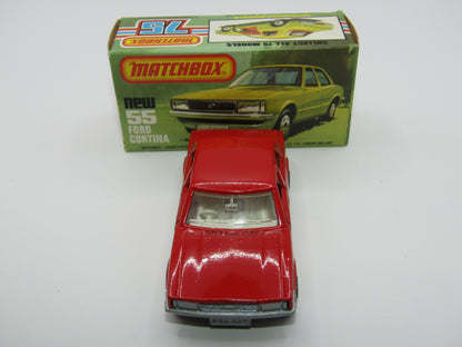 Matchbox Superfast 55D Ford Cortina Red White Interior Silver Base