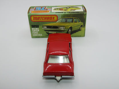 Matchbox Superfast 55D Ford Cortina Red White Interior Silver Base