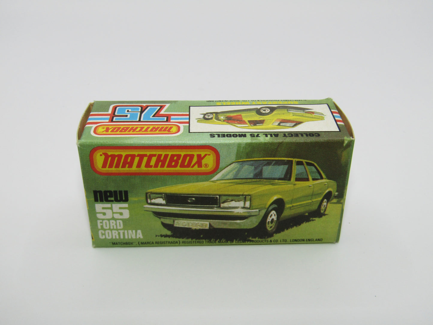Matchbox Superfast 55D Ford Cortina Red White Interior Silver Base