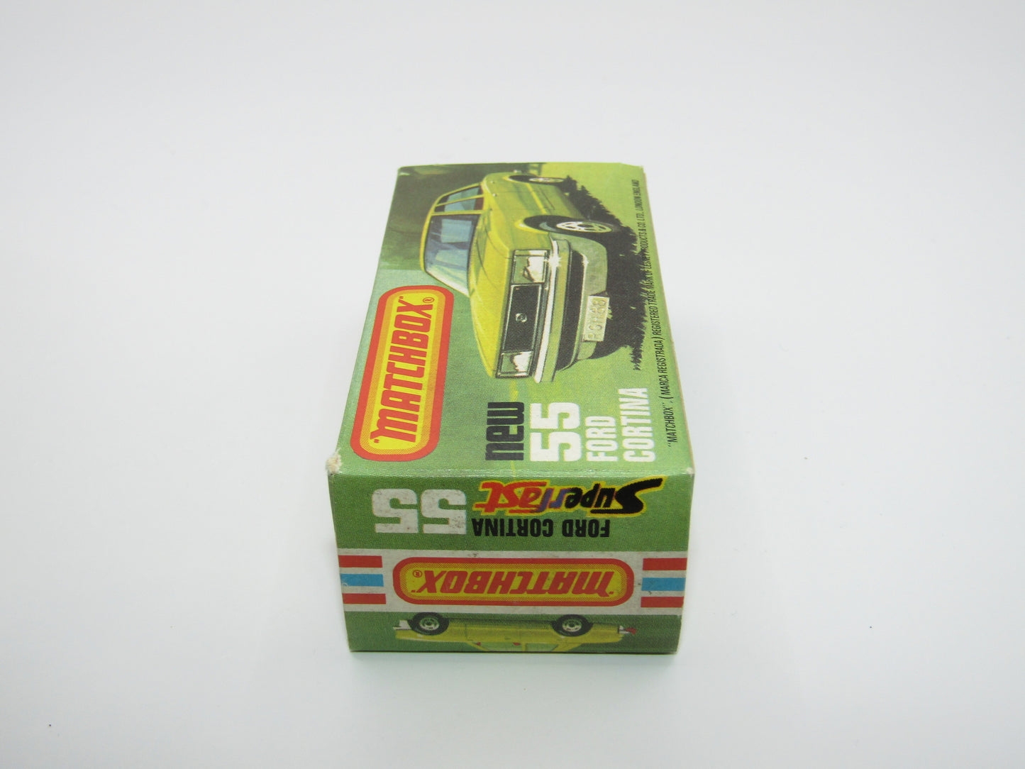 Matchbox Superfast 55D Ford Cortina Red White Interior Silver Base