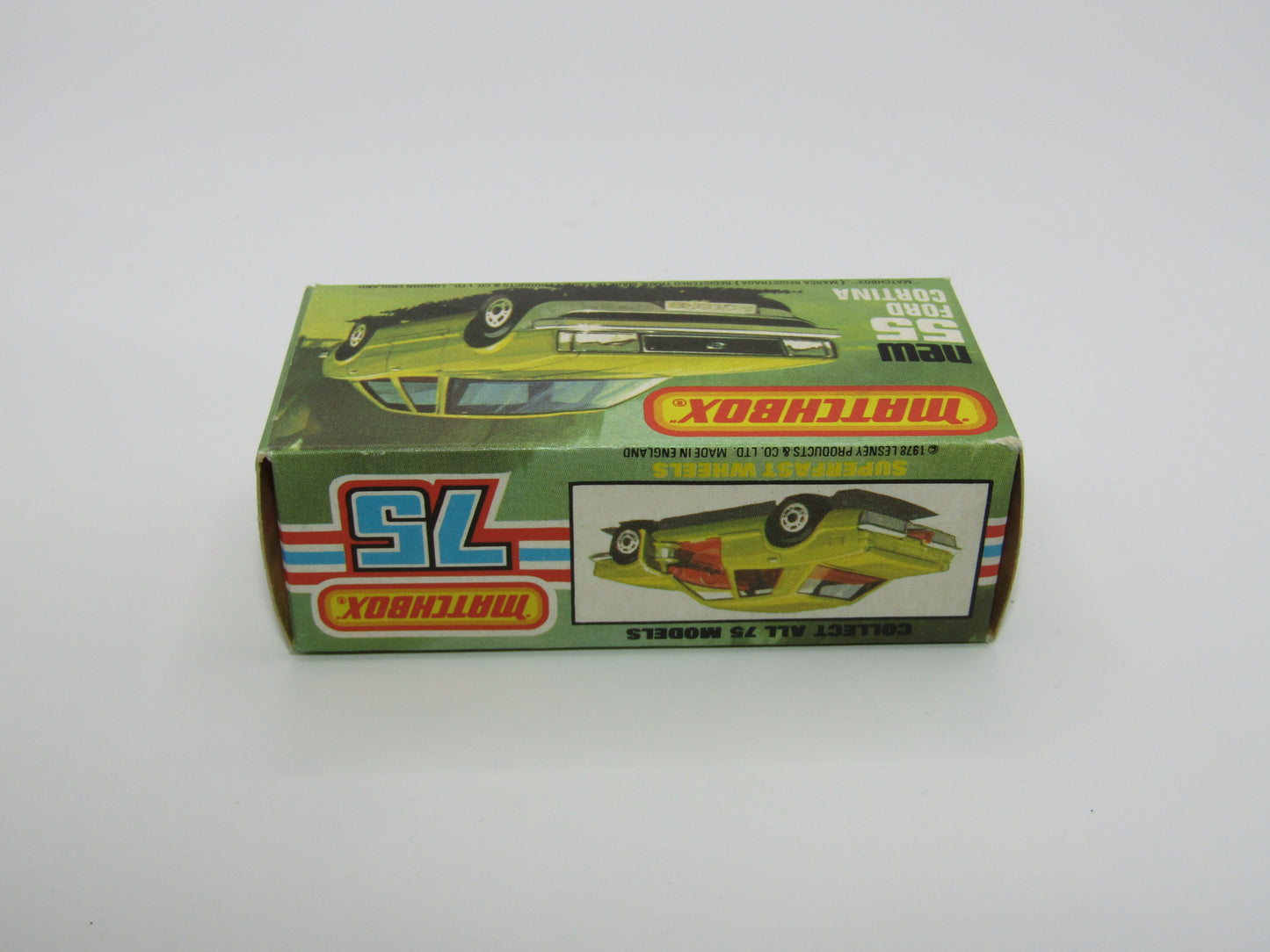 Matchbox Superfast 55D Ford Cortina Red White Interior Silver Base