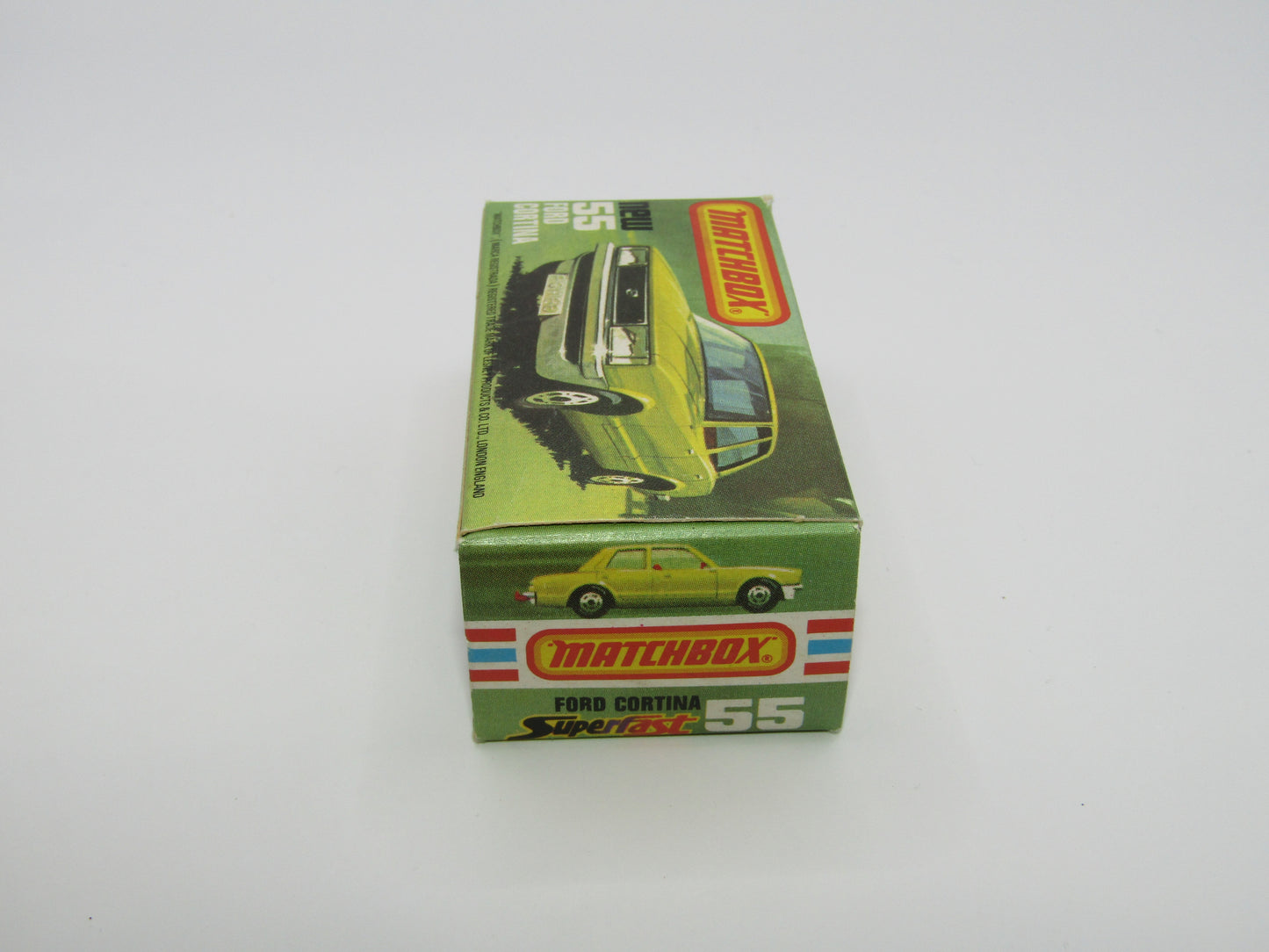 Matchbox Superfast 55D Ford Cortina Red White Interior Silver Base
