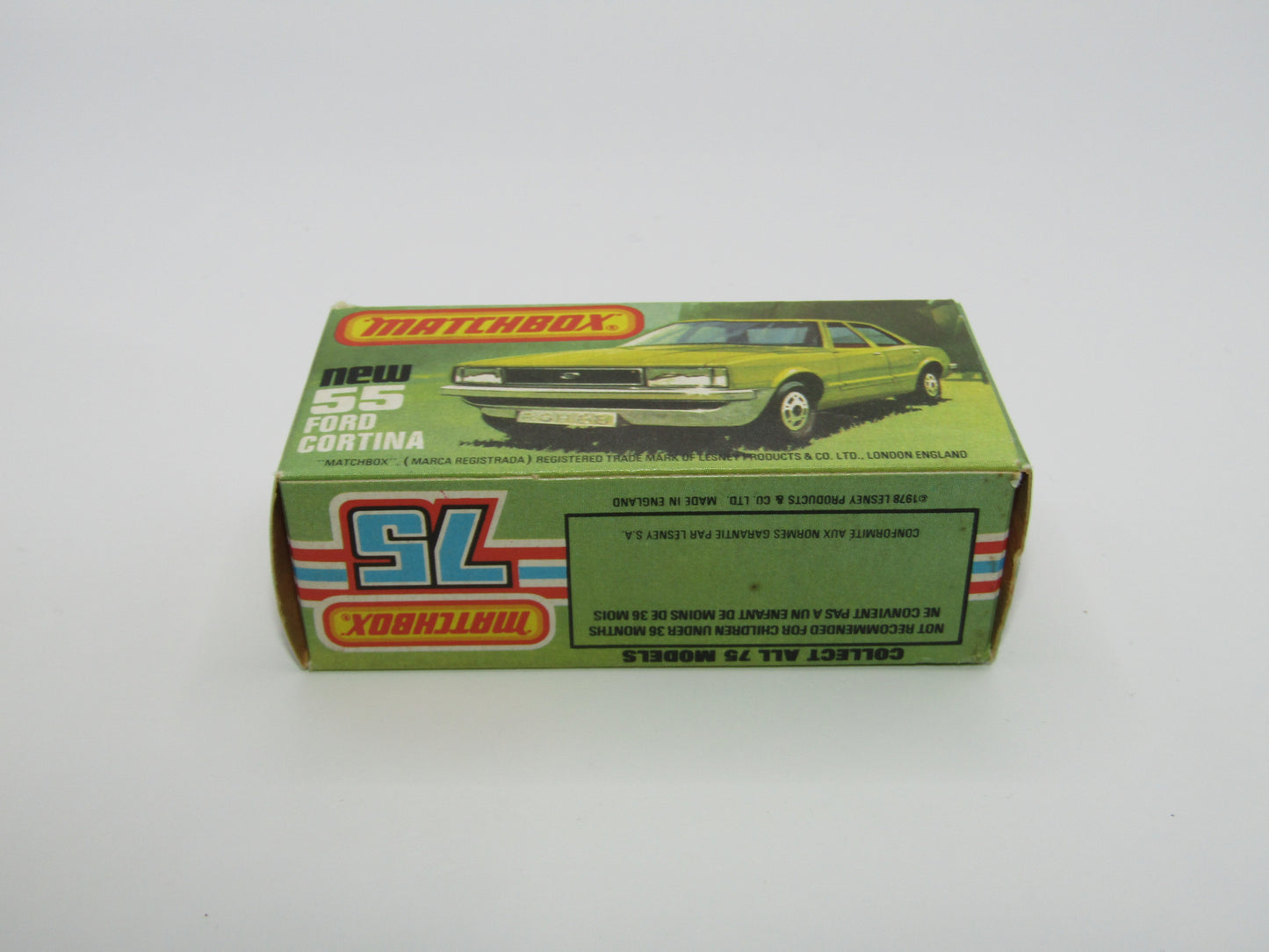 Matchbox Superfast 55D Ford Cortina Red White Interior Silver Base
