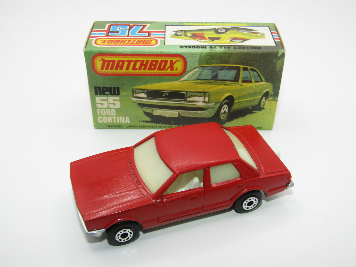 Matchbox Superfast 55D Ford Cortina Red GLOW Windows UNPAINTED Base