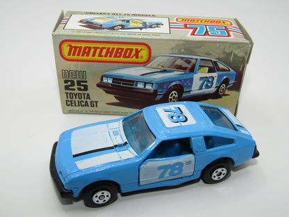 Matchbox Superfast No 25D Toyota Celica GT Blue Interior USA Picture Box