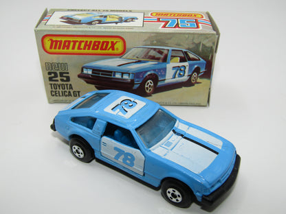 Matchbox Superfast No 25D Toyota Celica GT Blue Interior USA Picture Box
