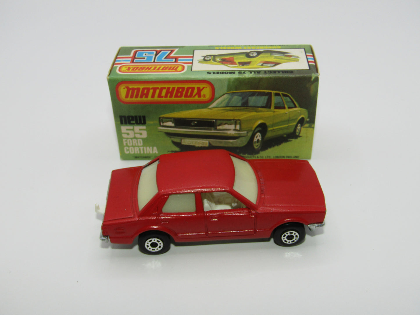 Matchbox Superfast 55D Ford Cortina Red GLOW Windows UNPAINTED Base
