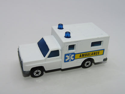 Matchbox Superfast 41C Ambulance Blue & Yellow Labels Grey Interior