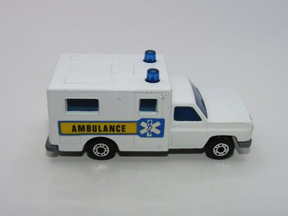 Matchbox Superfast 41C Ambulance Blue & Yellow Labels Grey Interior