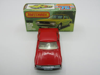 Matchbox Superfast 55D Ford Cortina Red White Int Unp Base Black Stripe