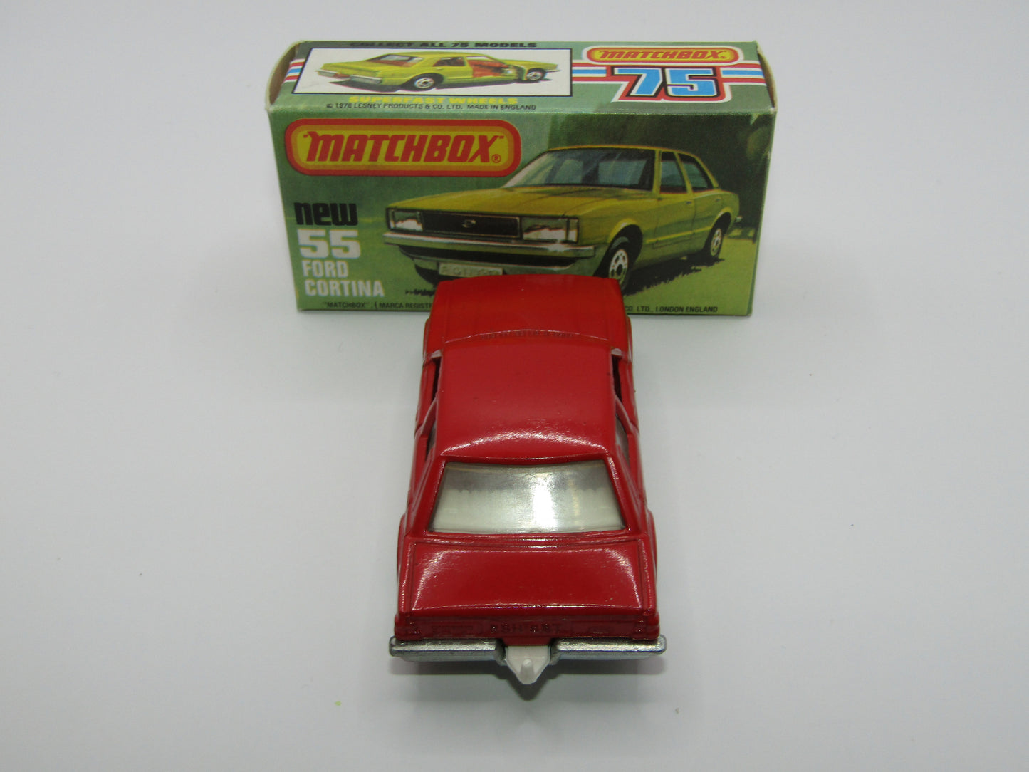 Matchbox Superfast 55D Ford Cortina Red White Int Unp Base Black Stripe