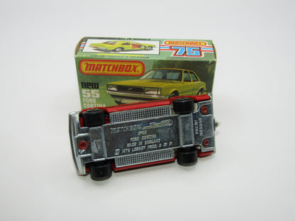 Matchbox Superfast 55D Ford Cortina Red White Int Unp Base Black Stripe