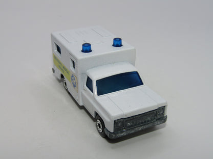 Matchbox Superfast 41C Ambulance Blue & Yellow Labels EMS Grey Interior