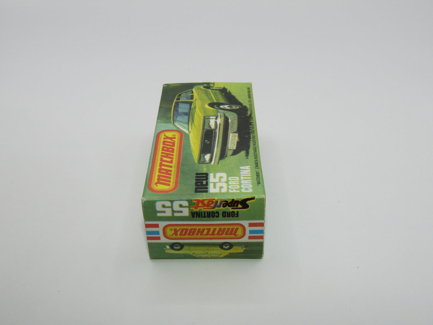 Matchbox Superfast 55D Ford Cortina Red White Int Unp Base Black Stripe