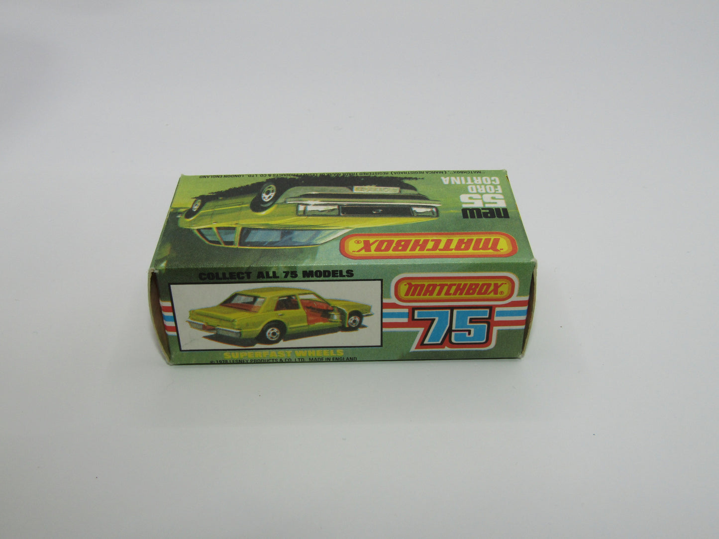 Matchbox Superfast 55D Ford Cortina Red White Int Unp Base Black Stripe
