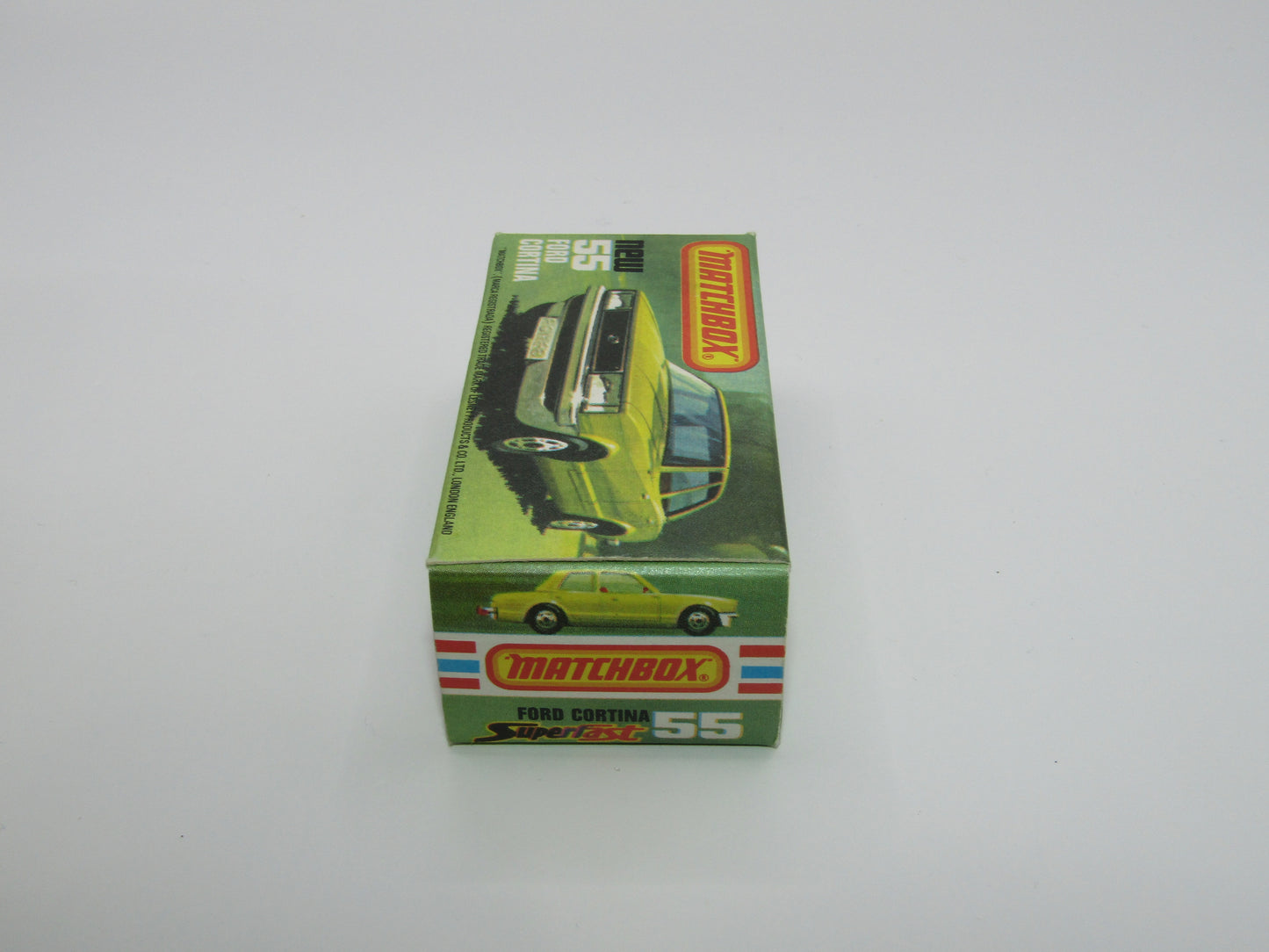 Matchbox Superfast 55D Ford Cortina Red White Int Unp Base Black Stripe