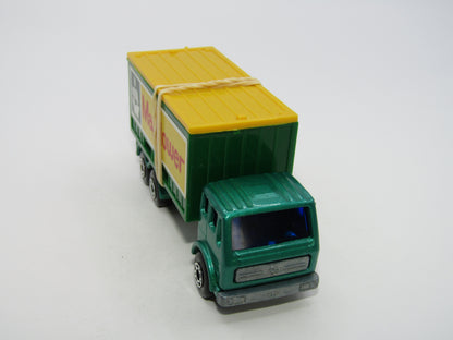 Matchbox Superfast 42C Mercedes Container Truck Met Green Yellow Roof