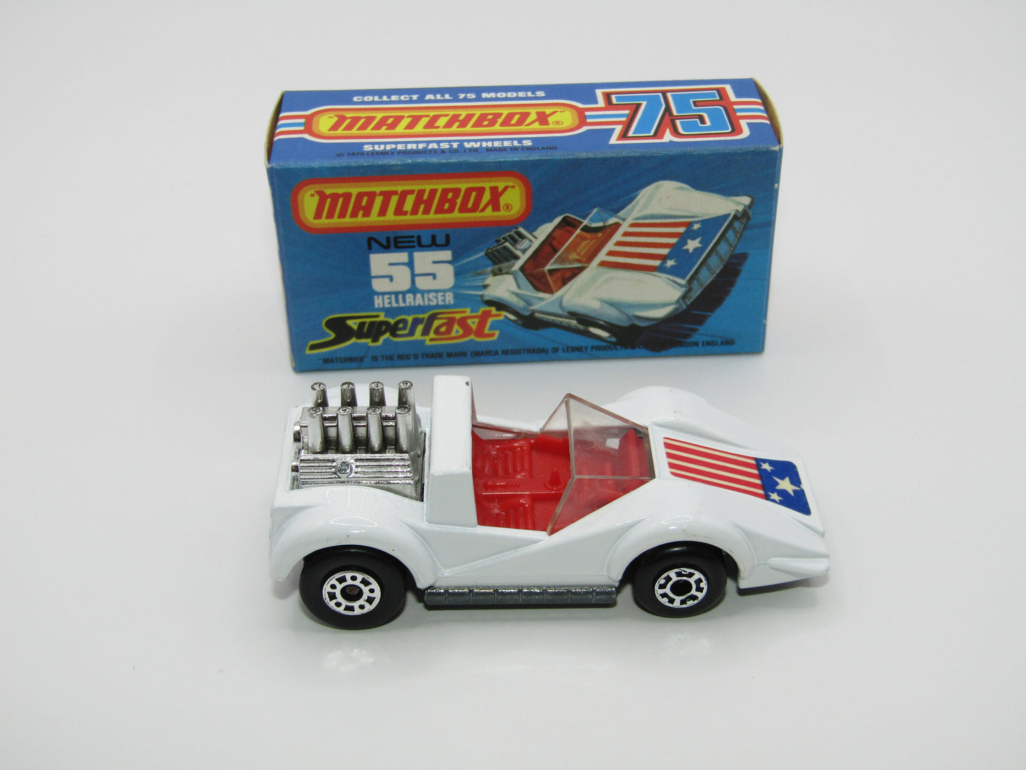 Matchbox Superfast 55C Hellraiser White Unpainted Base Stars & Stripes